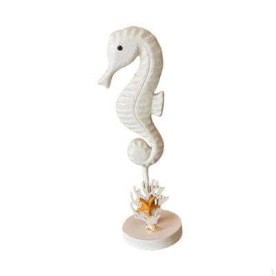 Sea Horse Figurine Seahorse Statue Beach Decoration Wooden for Cafe Hotel Home
