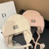 Winter Hot Diamond Rabbit Wool Knitted Warm Ear Protection Hat Outdoor Light Luxury Wool Hat Fashionable Letter Cold Hat