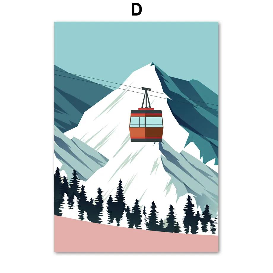 

Абстрактный Пейзаж Зима Снежная Гора Лес Лыжи Настенное Искусство Постер Холст Живопись Принты Настенные Картины для Декора Гостиной 21cm×30cm NoFrame