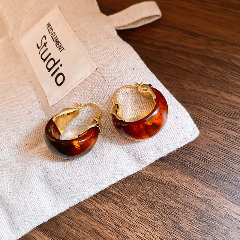 

Винтажные коричневые акриловые серьги-кольца U-образной формы для женщин, элегантные геометрические полые серьги-пряжки золотого цвета, аксессуары с цирконом для вечеринок