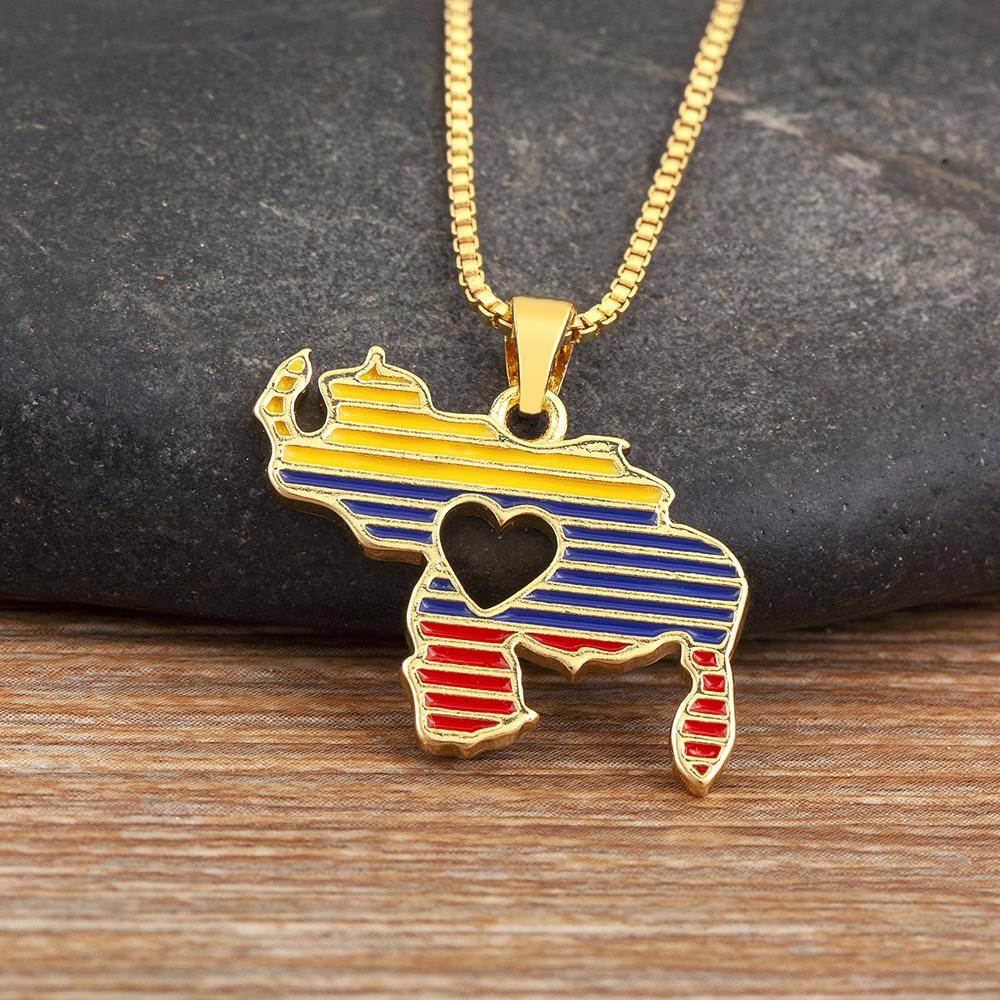 

Nidin Hot Sale Venezuela Map Cubic Zirconia Charm Pendant Necklace 4 Styles For Women Men Copper Neck Jewelry Accessories Gifts