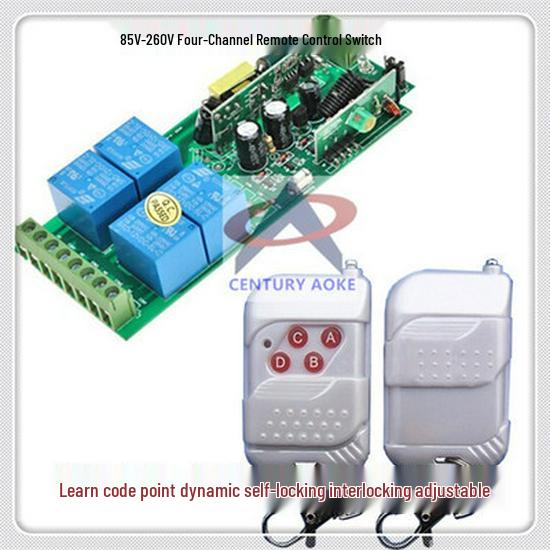 220V Multi-function Four-Way Remote Control Switch with Learning Code and Live Peach Wood Remote Wireless Remote Control Switch