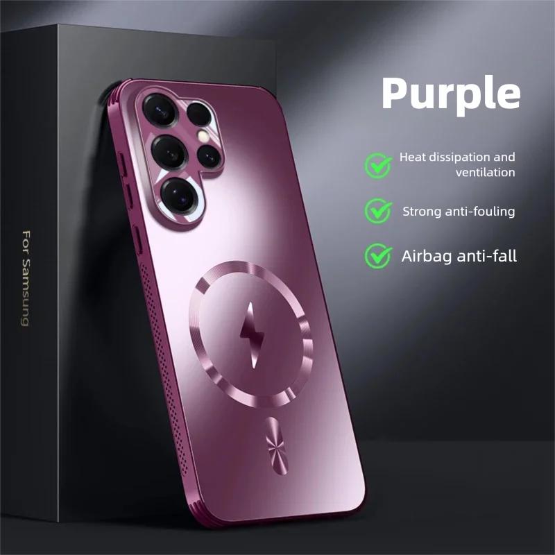 Magnetic Case for Samsung Galaxy S26 S25 Ultra Plus Edge Cover Heat Dissipation Hole Bumper Lens Film Cover for Magsafe Shell