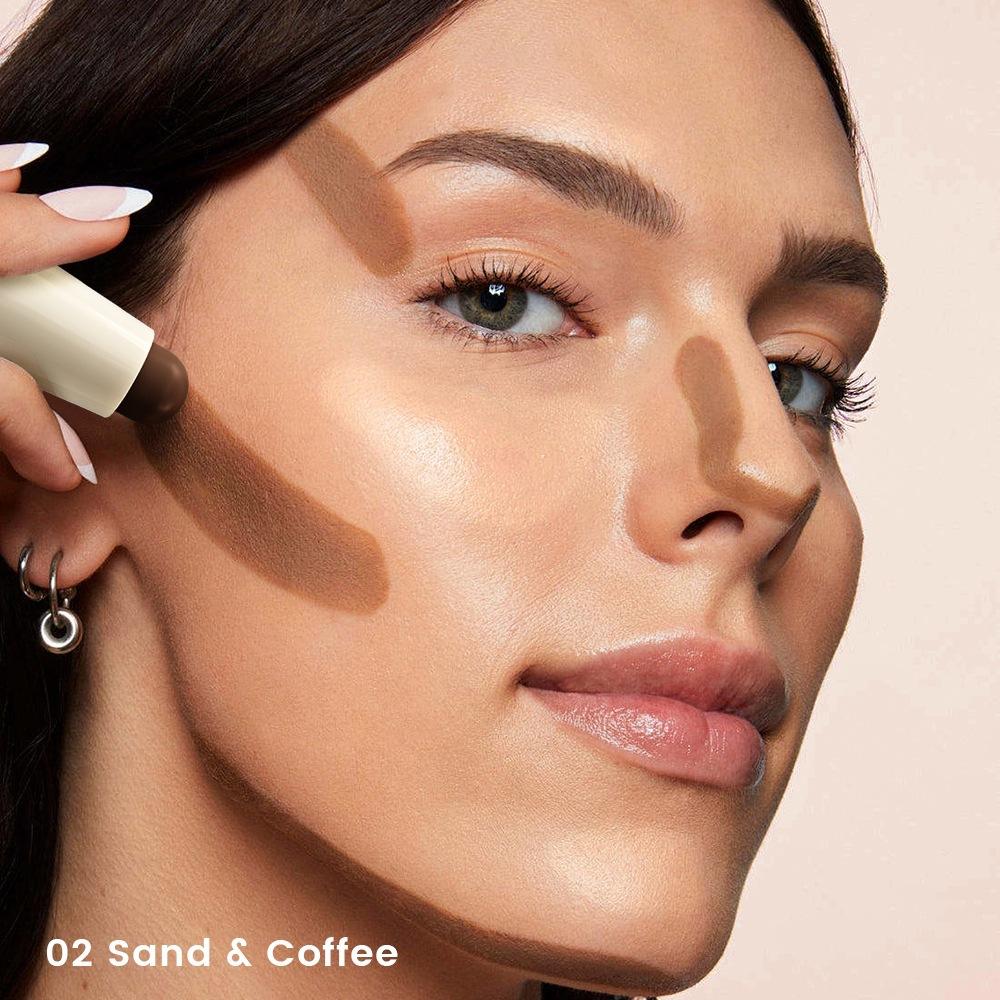 Feuchtigkeitsspendender Seidiger Dreidimensionaler Konturstift Natürlich Matt Zweifarbiger Gesichts-Highlighter Aufheller Nasenschatten Make-up Concealer