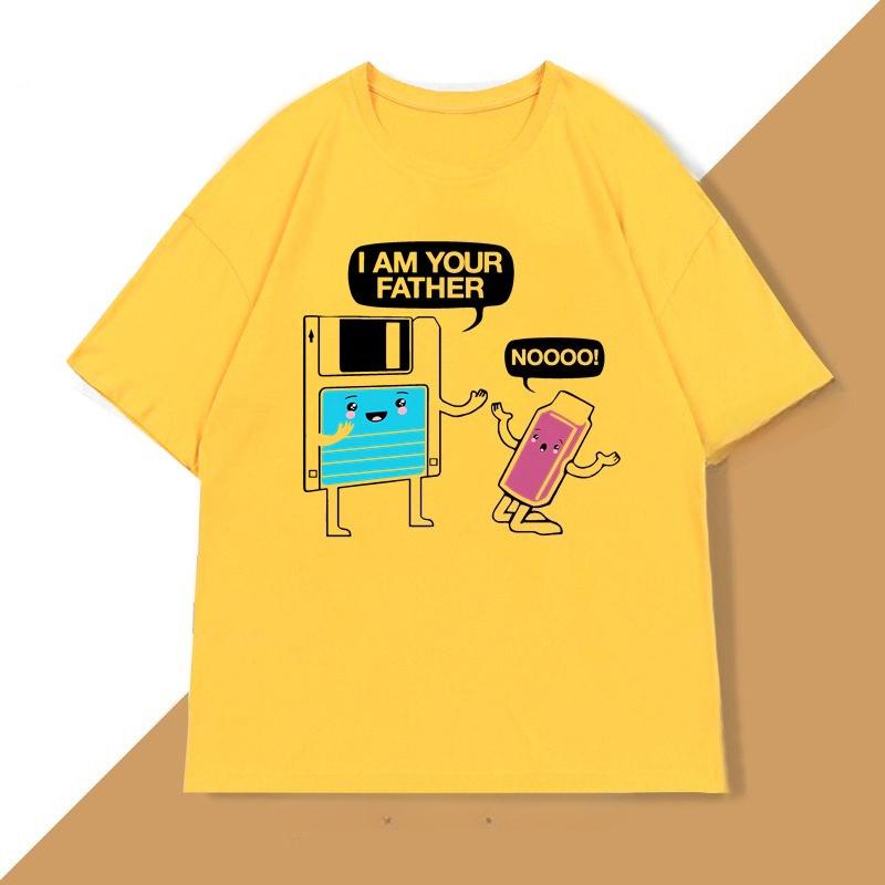 Ich bin dein Vater Damen T-Shirt Lustiges Disketten Computerwissenschaft T-Shirt Ingenieur Computer Tech Tee Rundhals Kurzarm Tops
