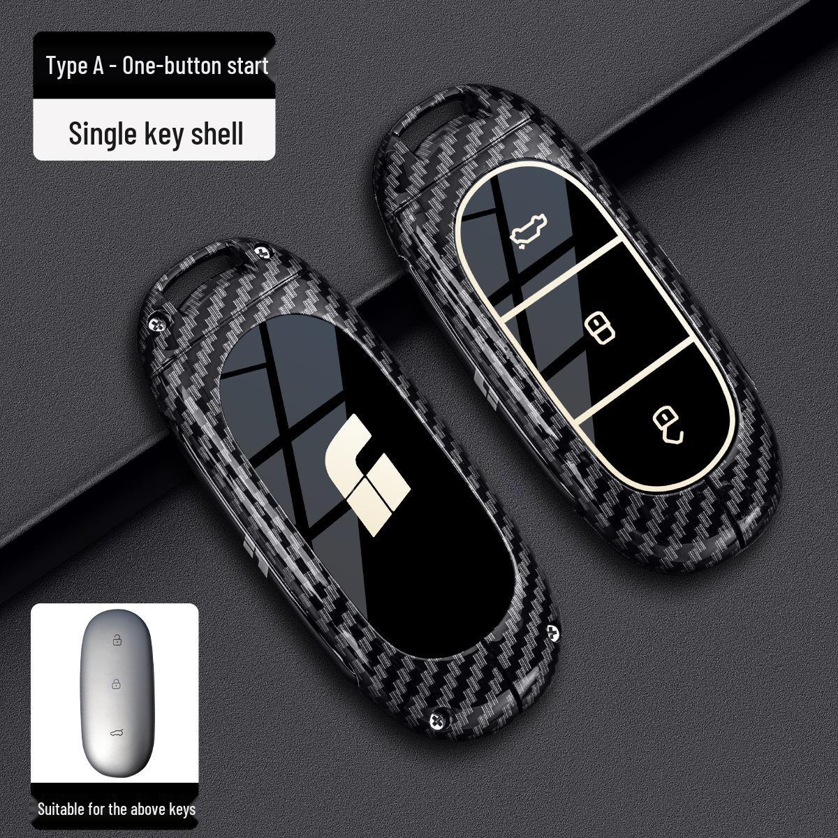 

L7 Key Case: Premium Carbon Fiber Shell for L6/L8/L9 Cars - Unisex Design with Buckle Rope Simple OPP Bag Packaging