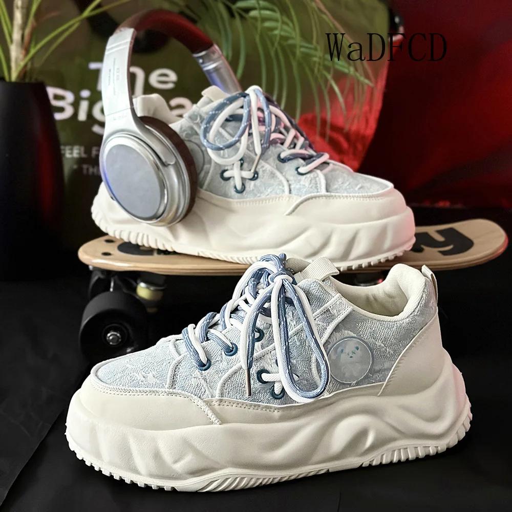 Klobige Sneaker Herren Designer Aufgelöste Sohle Board Schuhe Mode Lässig Leder Stoff Höhe Erhöht Flache Plateau Sportschuhe