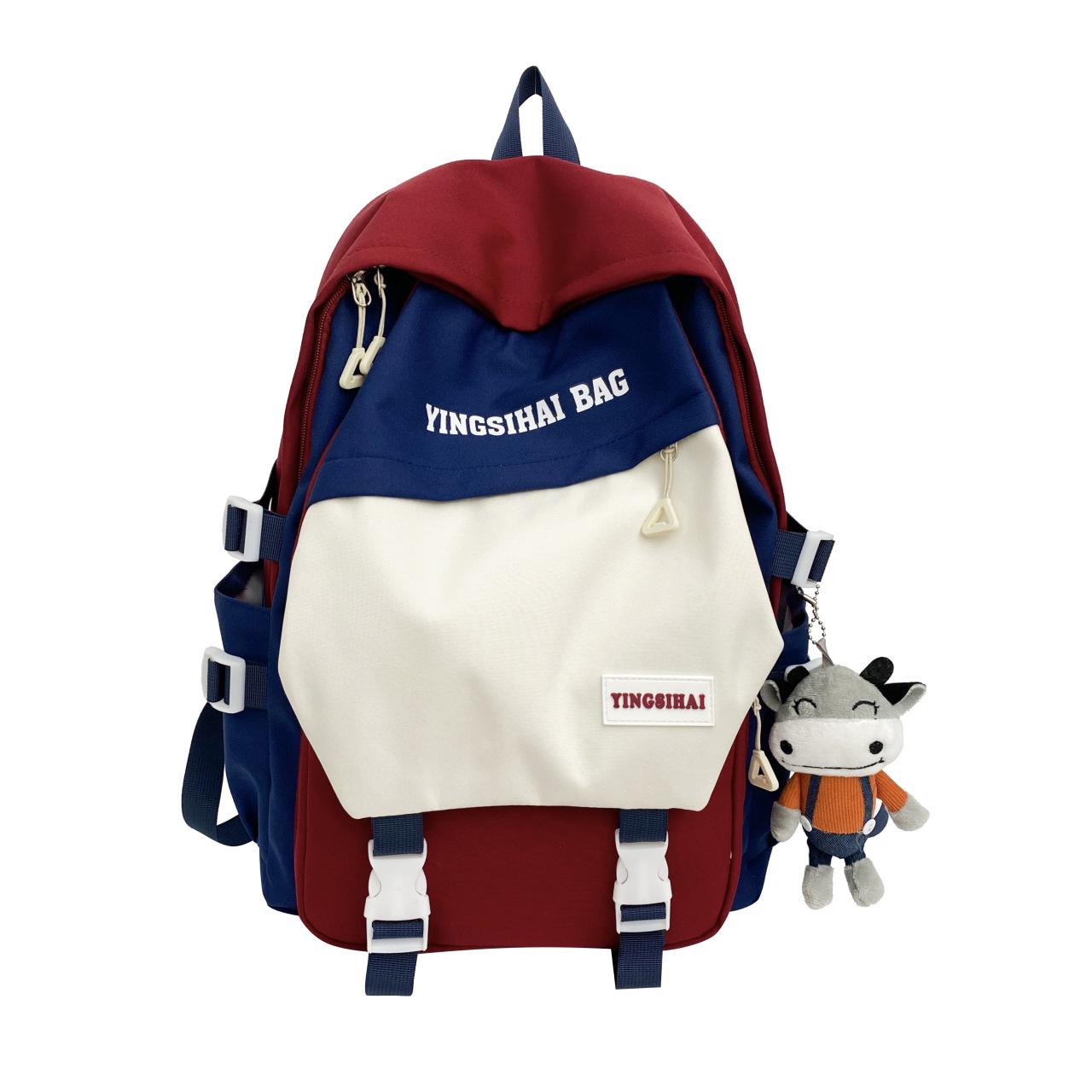 

2025 Large Capacity Color Block Backpack for Female Middle/High School Students Without Accessories