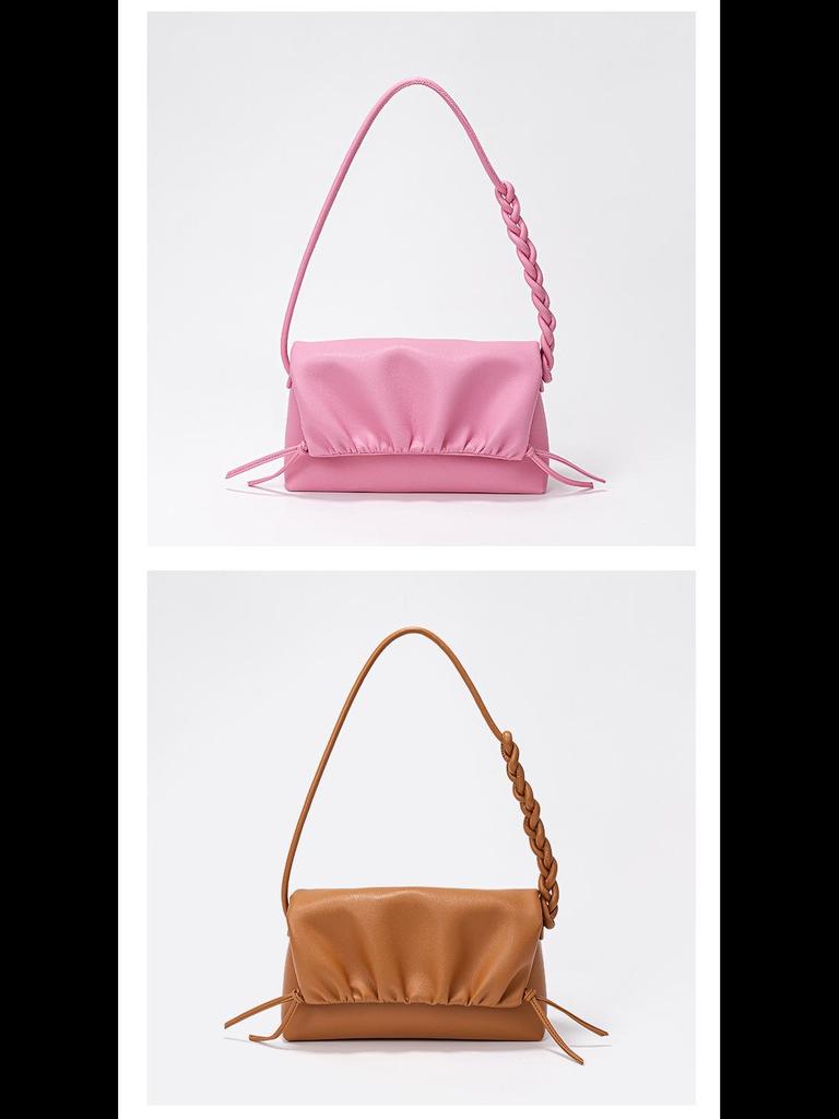 Korean Style Cloud Pleated Genuine Leather Shoulder Bag - Trendy All-Match Drawstring Messenger for Women