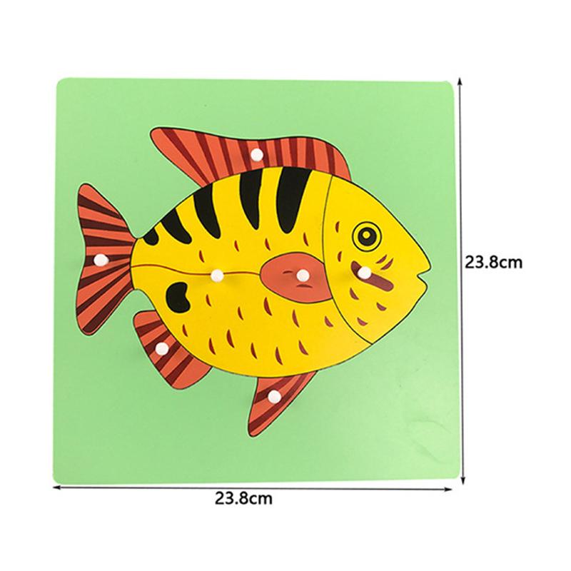 

Montessori Parish Learning Puzzles Toys Wooden Animal Plant Grasping Board Jigsaw Sensory Cognition Open Teaching Aids Material