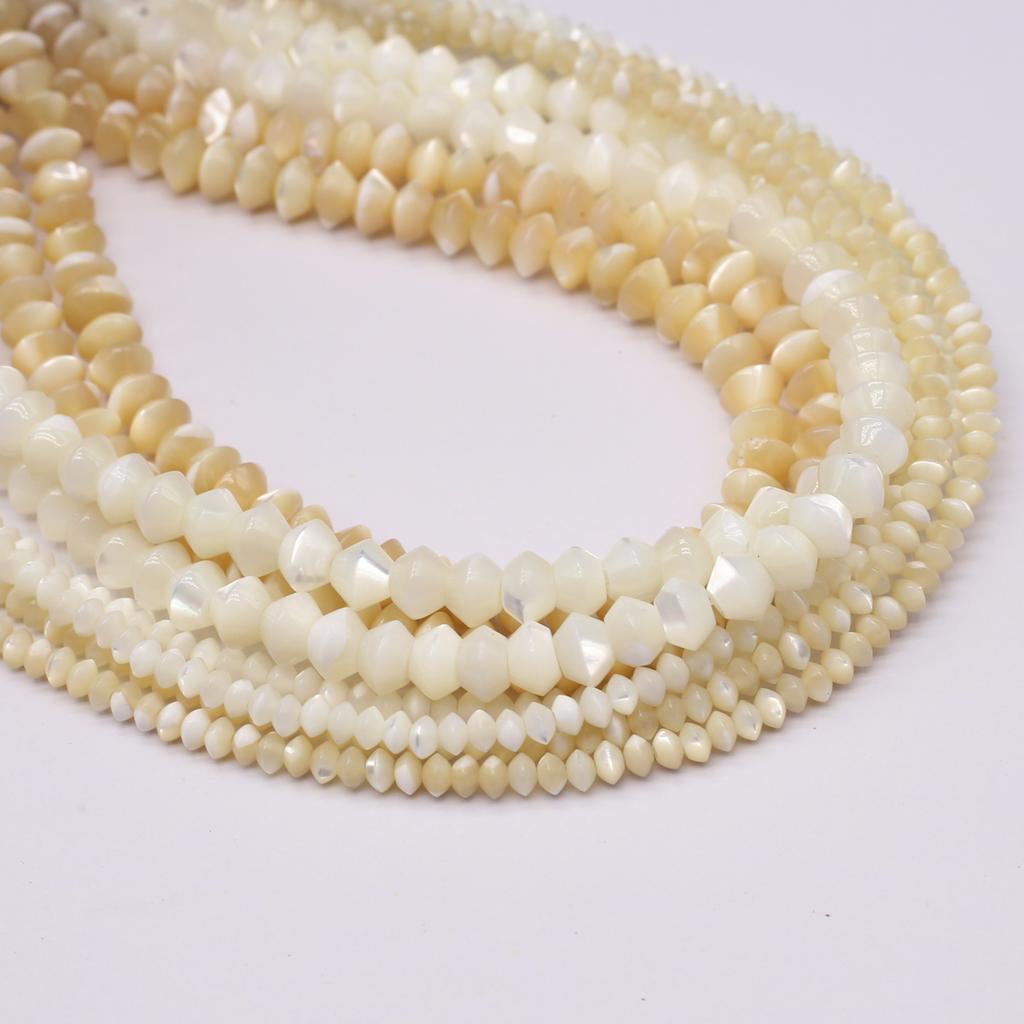 1String, White Yellow Natural Shell Beads for Jewelry Making DIY Necklaces, Bracelets Anklets Accessory, Unique Gifts for Halloween, Christmas 38cm