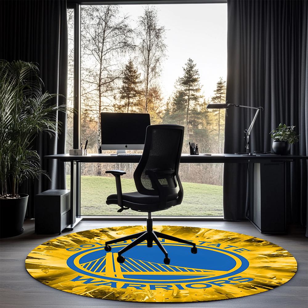 Warriors Printed Round Rug Carpet Chair Rug Area Rug Entryway Doormats,for Office Chair Living Room Bedroom Kitchen Room.