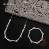Natural Cut Crystal Bamboo Necklace Bracelet Set Fashion High-end Female Versatile Crystal Jewelry