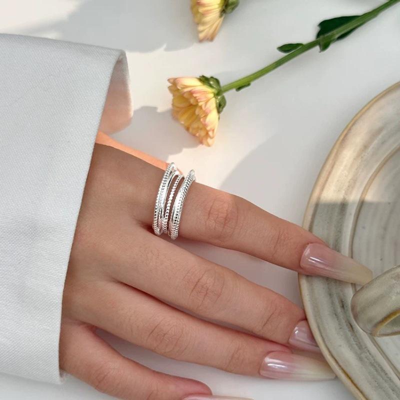 Stylish Irregular Wide Band S925 Silver Ring for Women - Versatile Open Design