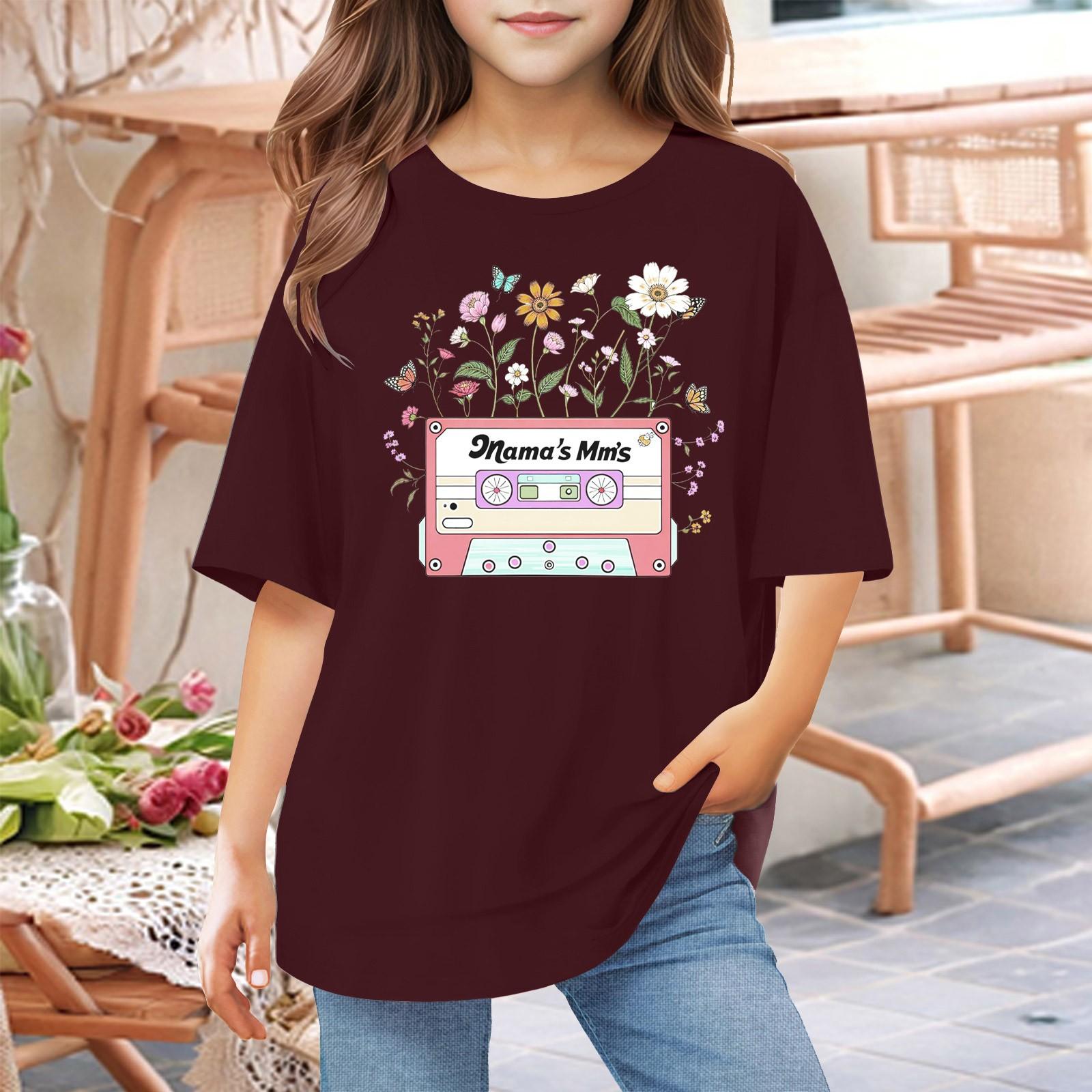 

Toddler Girl Boy T-Shirts Kids Top Boys And Girls Printed Short Sleeved T-shirt 1-12Y 120 винний
