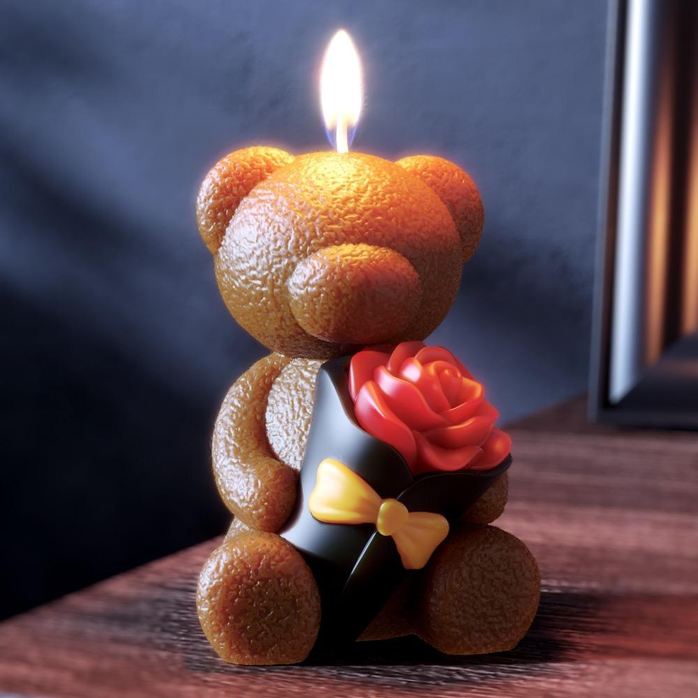 Handmade Rose Love Bear Molds Cute Drop Glue Plaster Mold Animal Cake Mold  Party Favors