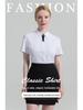 2025 Premium Women's Short-Sleeve Business Shirt with Tie Decoration - Solid Color, Dark Placket