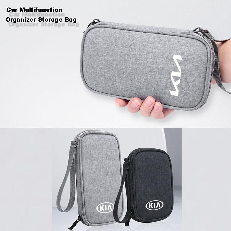 Portable Car Travel Storage Bag Keys Earphone Card Pouch Auto Interiors For Kia KN GT-Line Sportage Ceed Rio Picanto Sorento tkjzm00