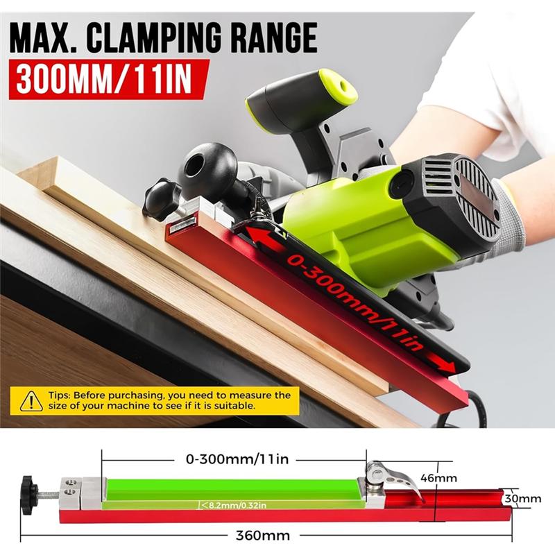 Circular Saw Guide Rail- Dual Lock 360Mm Alloy Fence Attachment For Parallel Straight Cuts And Wood Trimming