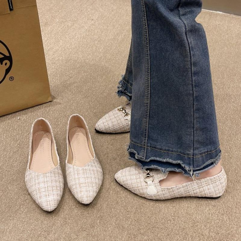 Fashion Women Flat Shoes Chaussures De Femme Solid Color Basic Simple Style Large Size 35-42 Square Head Comfortable Pearls Loafers