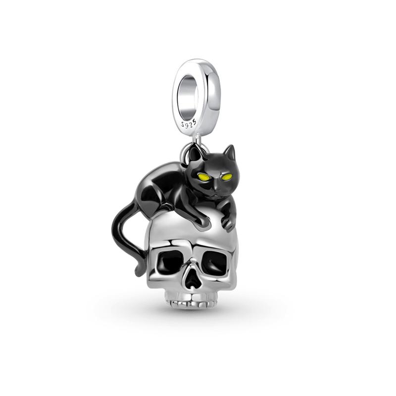 Beautifulcopper Skull Halloweenthrilling Carnival Party Charm Pendant Suitable For Original Bracelet Diy Women'S Jewelry