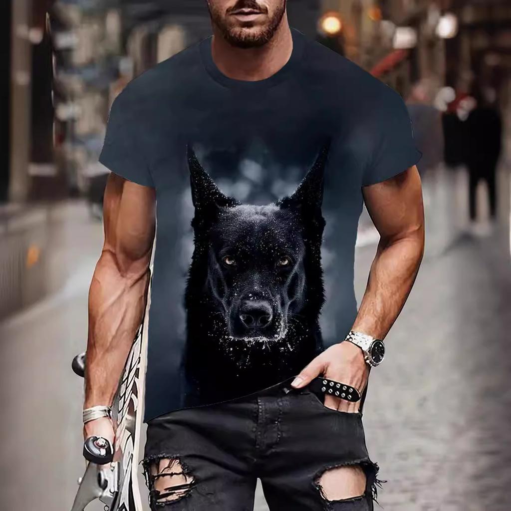 Letní Pánská Trička s 3D Potiskem Medvěda a Psa Pandy Módní Ležérní s O-výstřihem Krátký Rukáv Sportovní Oblečení Cool Streetwear Nadměrné Top
