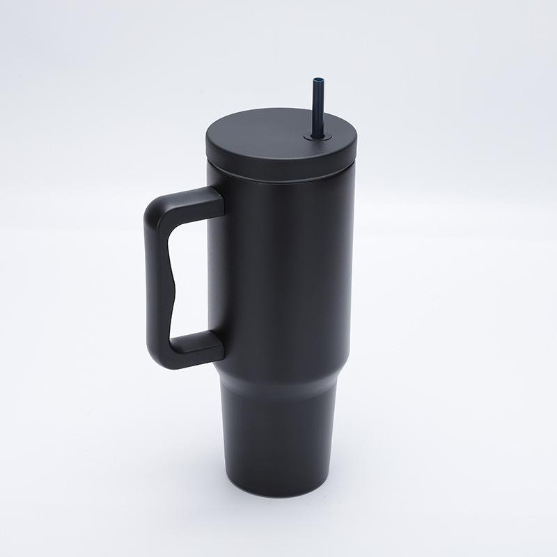

40Oz304 stainless steel handle Bingba cup large capacity car cup car straw thermos cup 1200ML чорний