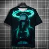 Japanese Graffiti Anime 3D Printed Fashionable Casual Short Sleeved Men's T-shirts - Soft Medium Stretch Polyester Fabric Summer Relaxed Fit Clothing