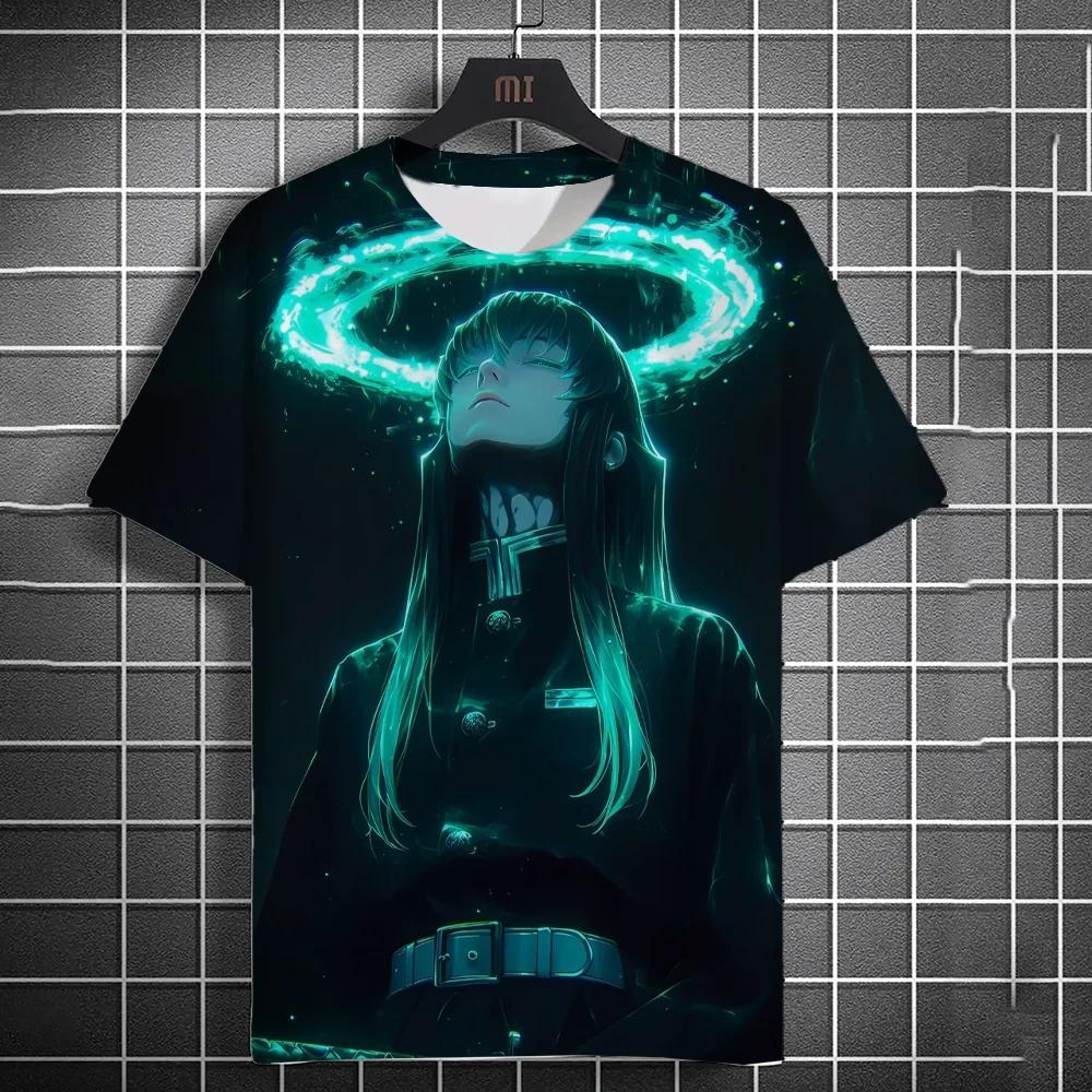Japanese Graffiti Anime 3D Printed Fashionable Casual Short Sleeved Men's T-shirts - Soft Medium Stretch Polyester Fabric Summer Relaxed Fit Clothing