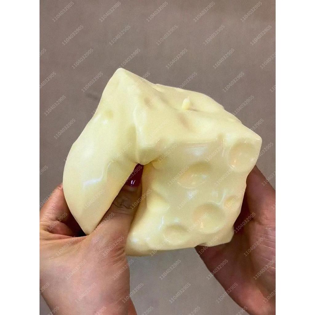 Jumbo Kaasblokje Stressbal Grote Vormbare Knijpbal Geen Stuitering Fidget Speelgoed ASMR Sensorisch Anti-Stress Kerstcadeau