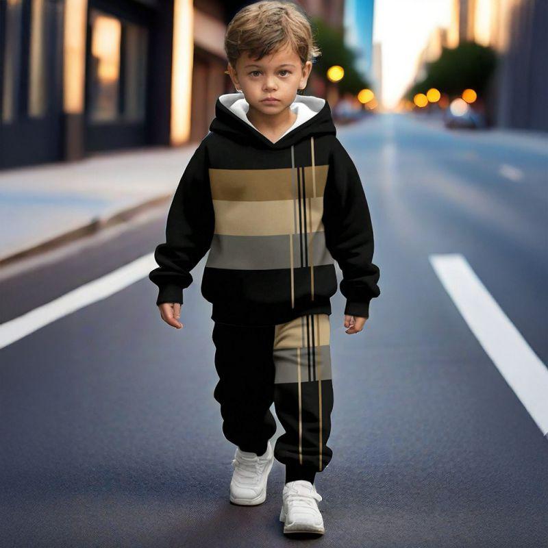 1-8 Years Kids Boys Hooded Sweatshirt Sets Top and Pants