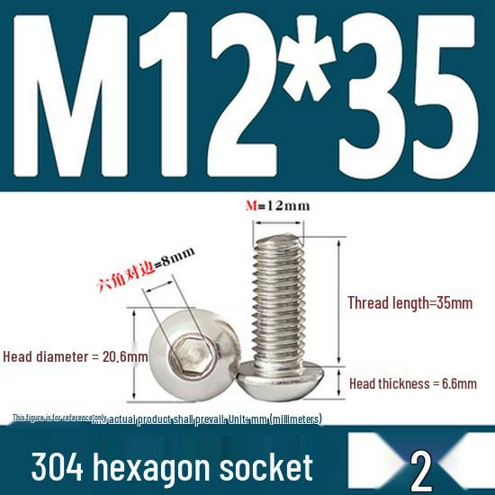 ISO7380 Stainless Steel Hex Drive Dome Head Screws - M2 to M16