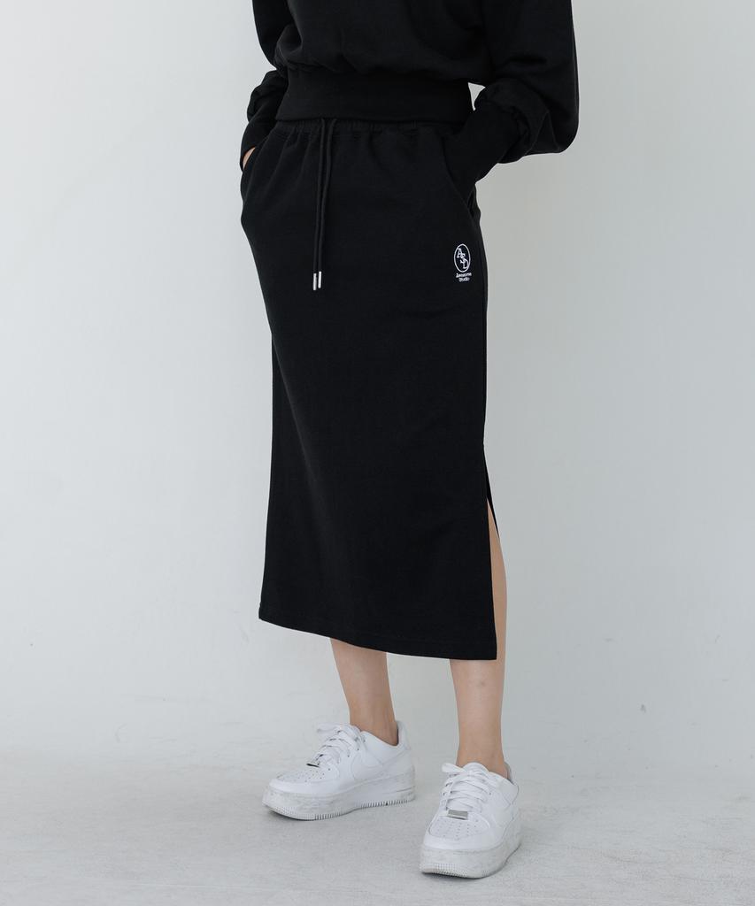 AWESOME STUDIO Women'S Sweat Long Skirt Black