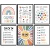 6Pcs Educational Growth Mindset Wall Art Kids Mental Health Therapy Canvas Paintings Positive Affirmations Wall Decor Boho Motivational Quotes