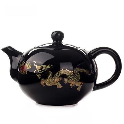Black Ceramic Tea Pot Chinese Dragon TeaPot Handmade Teapot Easy Teapot Kettle Ceramic Tea Set Kettle Kung Fu Teaware
