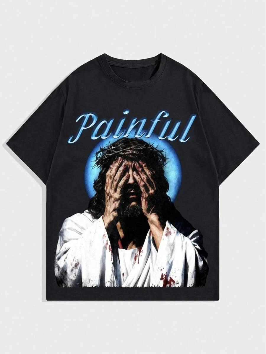 Street Life Men s Casual Religious Character Graphic Print Short Sleeve T-Shirt 4XL