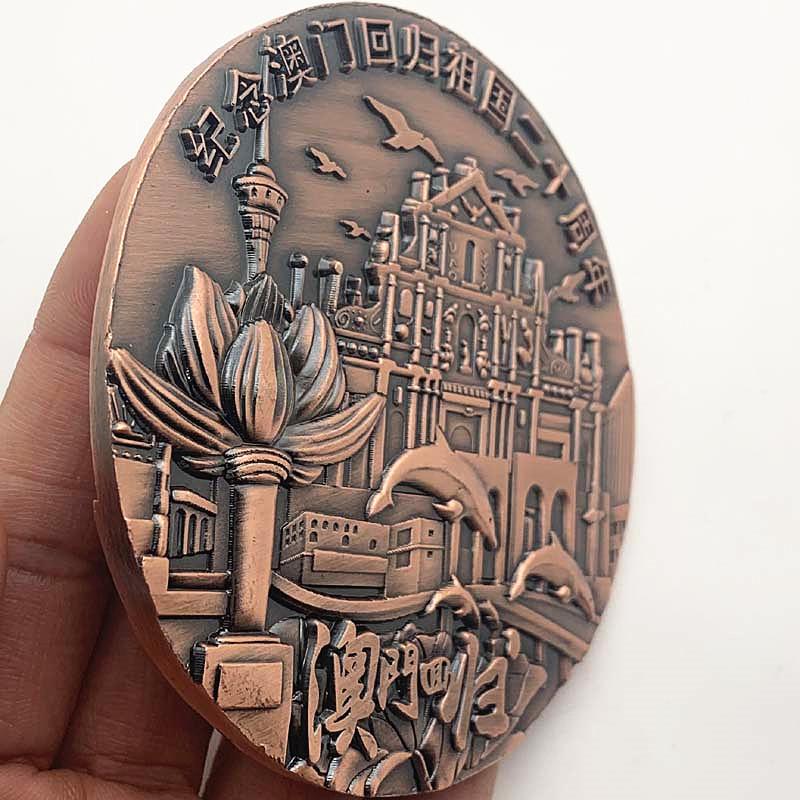Zum 20. Jahrestag der Rückgabe Macaus, große Bronzemedaille, Gedenkmünze, Macau Tourismusgeschenk, Friedensdelphin