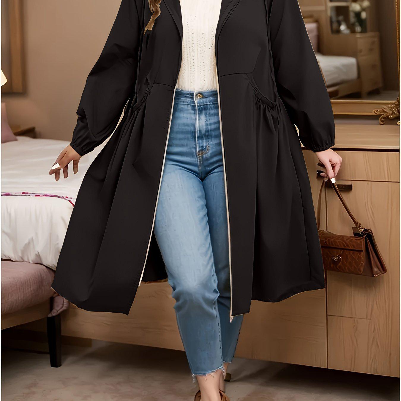 

Loose Mid-Length Coat N 20617L - Casual Fit, Versatile Style, Medium Length Outerwear. 5XL чёрный