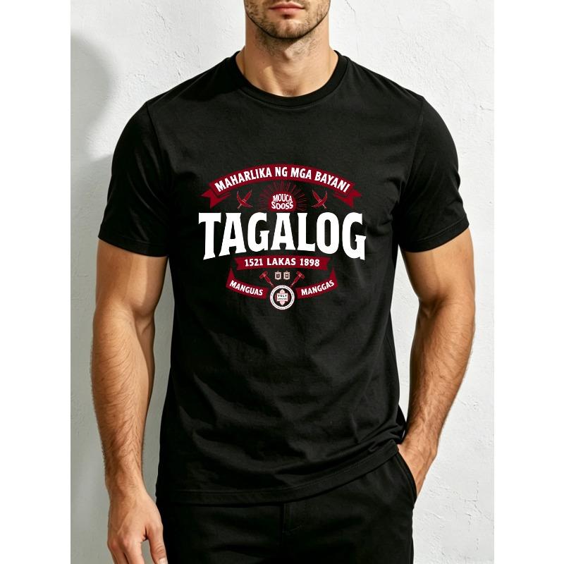 Tagalog Heritage Design Men's Crewneck T-Shirt Loose Fit Cotton Fashion Versatile Soft Comfortable Fabric Suitable for Daily Wear And Festival Gifts