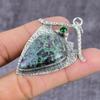 Ruby in Fuchsite, Diopside  Ethnic 925 Silver Gift Pendant 2.27" H5T92