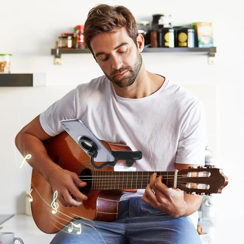 Verstellbarer magnetischer Gitarren-Handyhalter mit Klemme Starker magnetischer Musikinstrumenten-Handy-Ständer Rutschfest Einfach zu installieren