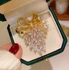 Fashion Rhinestone Crystal Bow Pearl Brooches Women Clothing Coat Jewelry Accessries Gifts