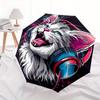 1pc Cool Cat Headphones Pattern Automatic 3-Fold Umbrella, 8 Iron Frames, High-Value Folding Umbrella, Suitable for Office, Travel and Outdoor Ad