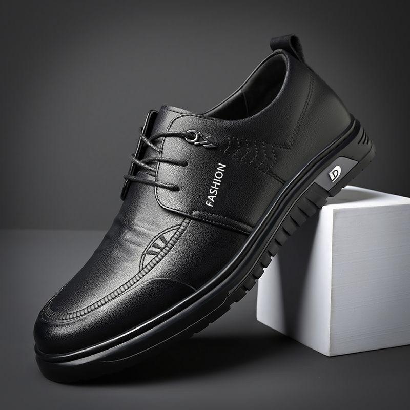 New Men's Shoes Casual Versatile Business Leather Shoes Fashionable Soft Sole Leather Surface Comfortable Lazy Shoes