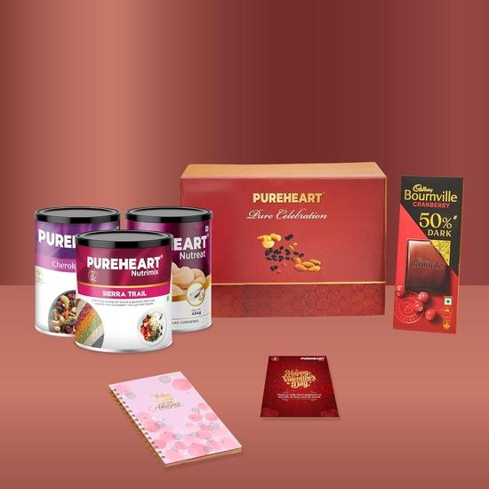 

PUREHEART Valentine’s Day Gift Hamper for Him & Her | Premium Dry Fruits Gift Box with Salted Cashews, Trail Mix & Sierra Trail Mix (454g, each)