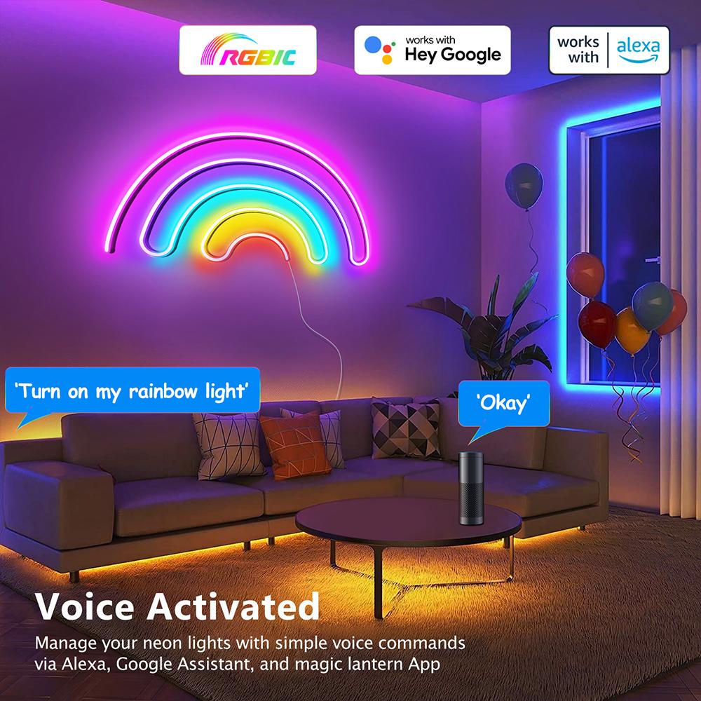 Tuya Smart LED Neon Light RGBIC Dreamcolor WS2812 Waterproof Flexible Dimmable Chasing Strip Tape TV Backlight Game