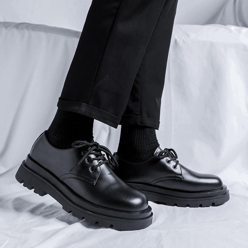 Fashion DRESS Business men's leather shoes Classic minimalist style Groom's wedding and fashion party Thick soled Black shoes Trendy