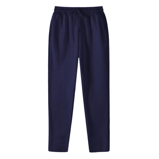 

Yousheng Unisex Spring Fall Pants with Side Pockets Elastic Waist Straight Wide Leg Sweatpants Slacks Solid Color Loose Street Style Sport XXXL темно-синього кольору
