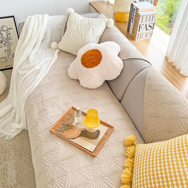 Cream Color Living Room Sofa Cushion Non-slip Cushion Fabric Cushion Washable Cotton Sofa Cover Cover Cloth
