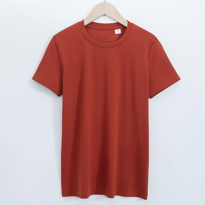 2026 High-Quality Double-Sided Liquid Ammonia Mercerized Cotton T-Shirt for Women, Summer Pure Cotton Versatile Round Neck Short Sleeve